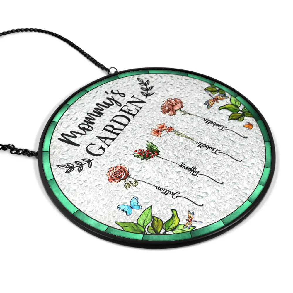 Custom Grandma’s Garden Suncatcher Ornament – Personalized Floral Gift with Family Names – Thoughtful Gift for Grandmother, Birthday & Mother’s Day