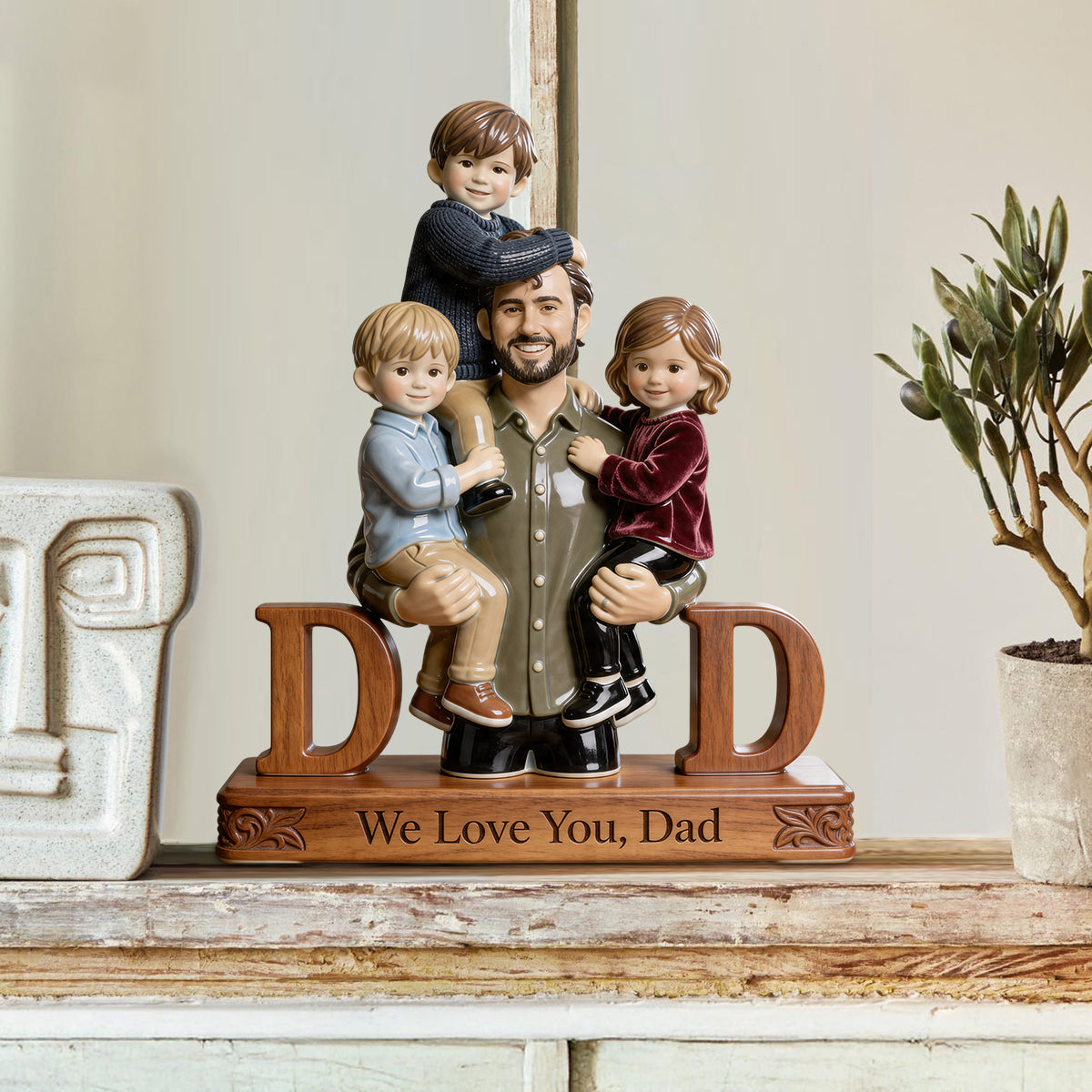 Best Dad Ever - Personalized Father Custom Shaped Wood Plaque