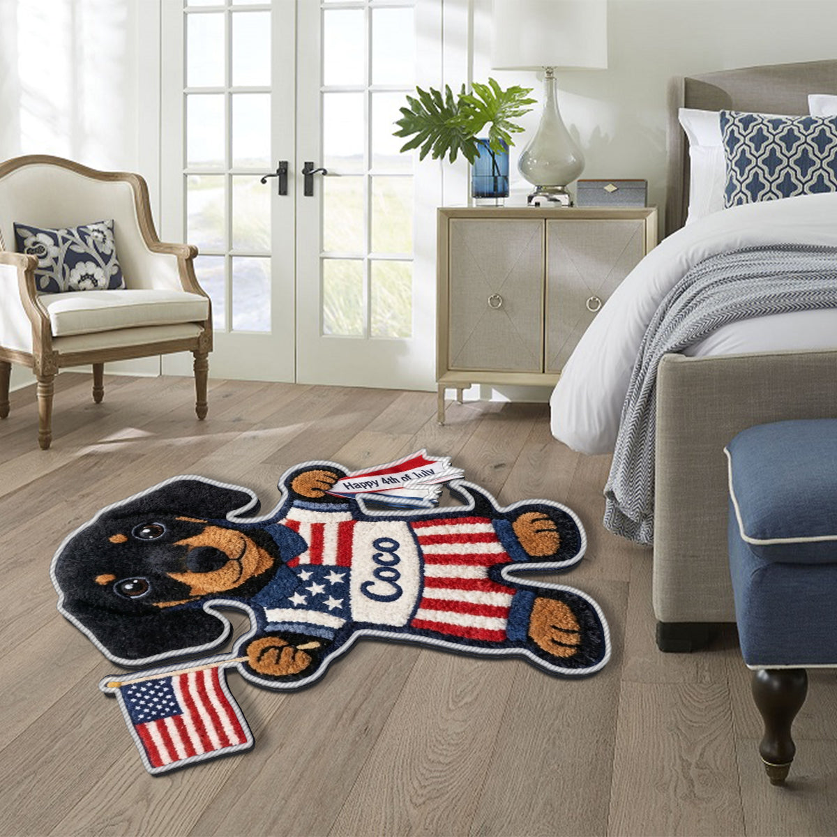 Happy 4th Of July - Personalized Dog Non-Slip Tufted Rug