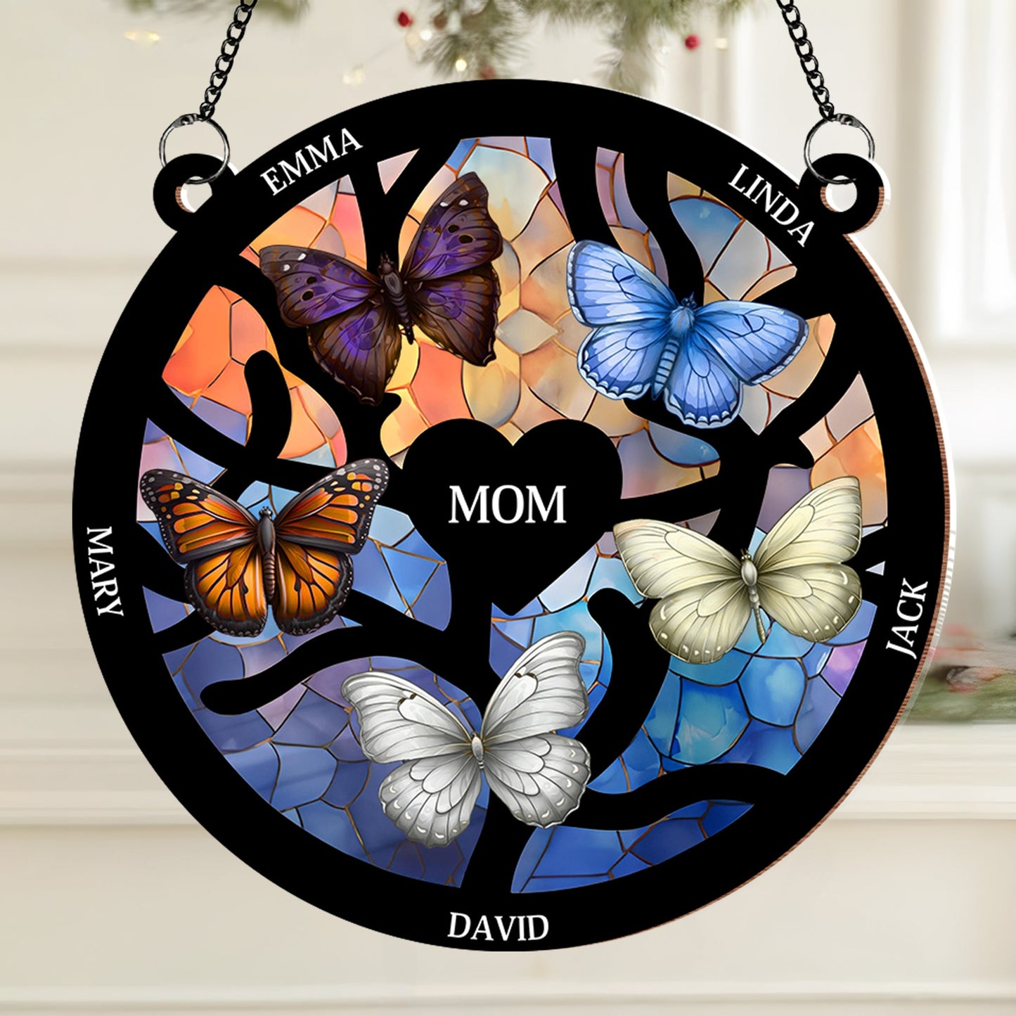 Butterfly-Themed Family Tree Ornament – Perfect Gift for Personalized Meaning