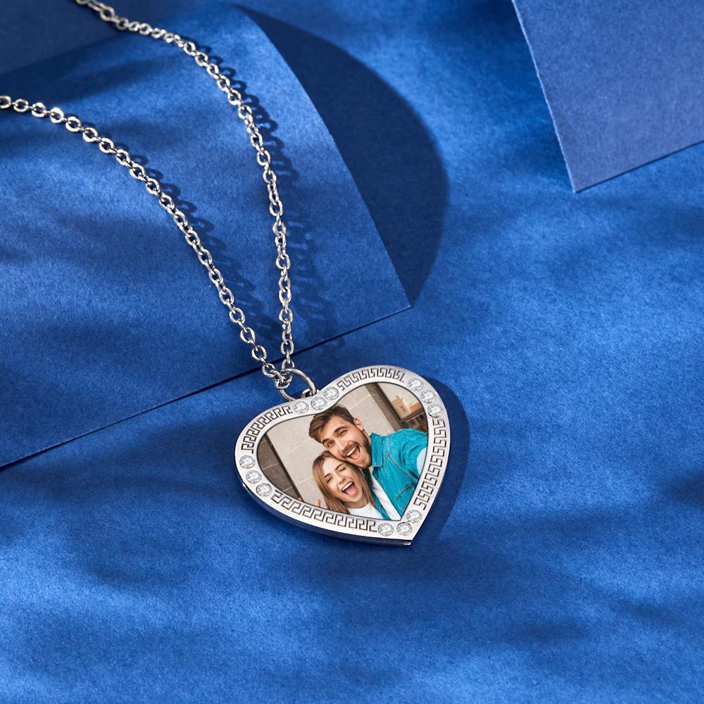 Any Photo - Personalized Photo Necklace Heart Diamond