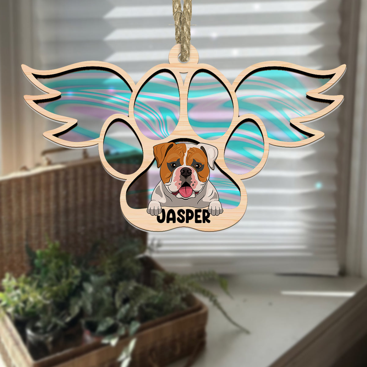 Hologram Angel - Personalized Dog Suncatcher