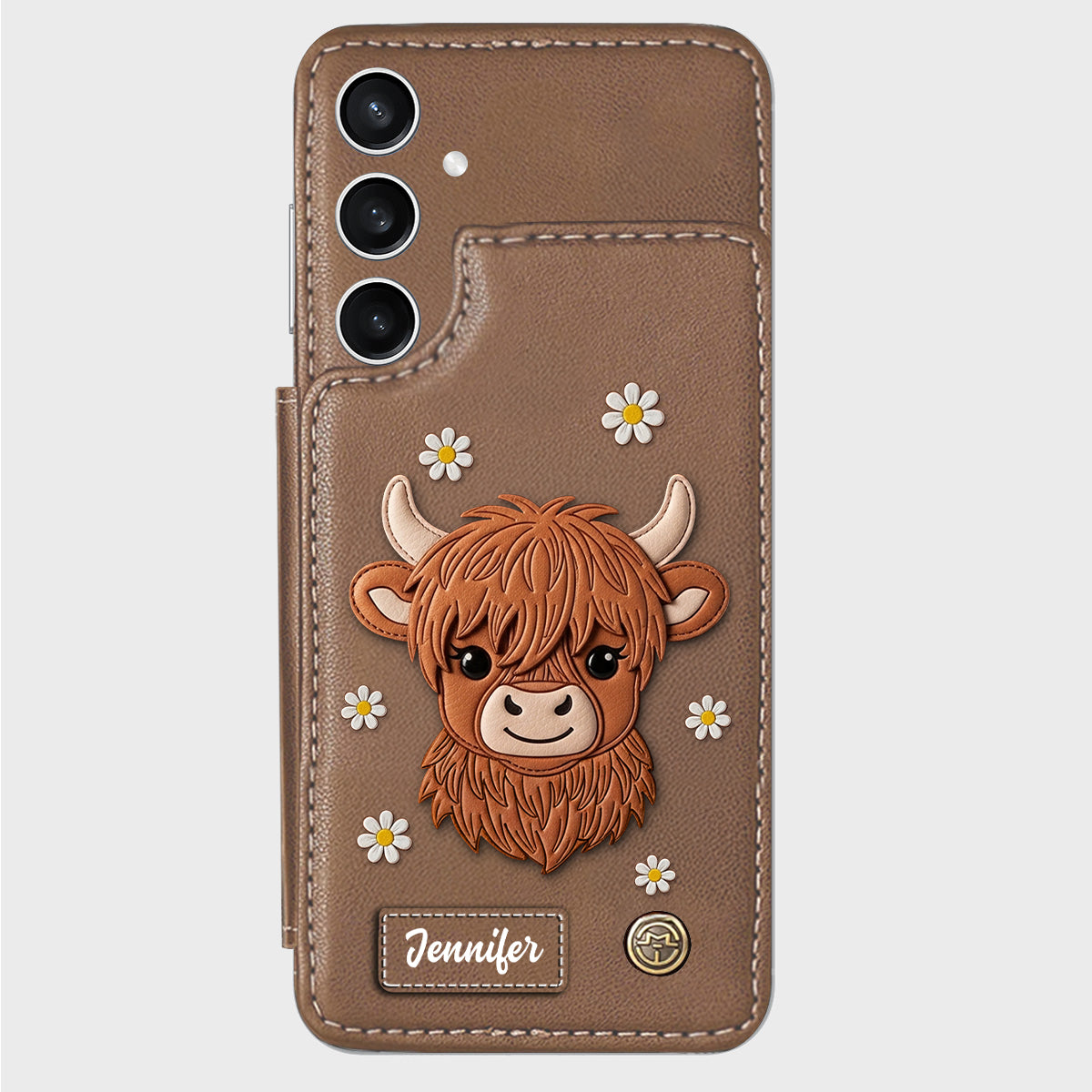 Adorable Highland Cow - Personalized Highland Cow Wallet Phone Case