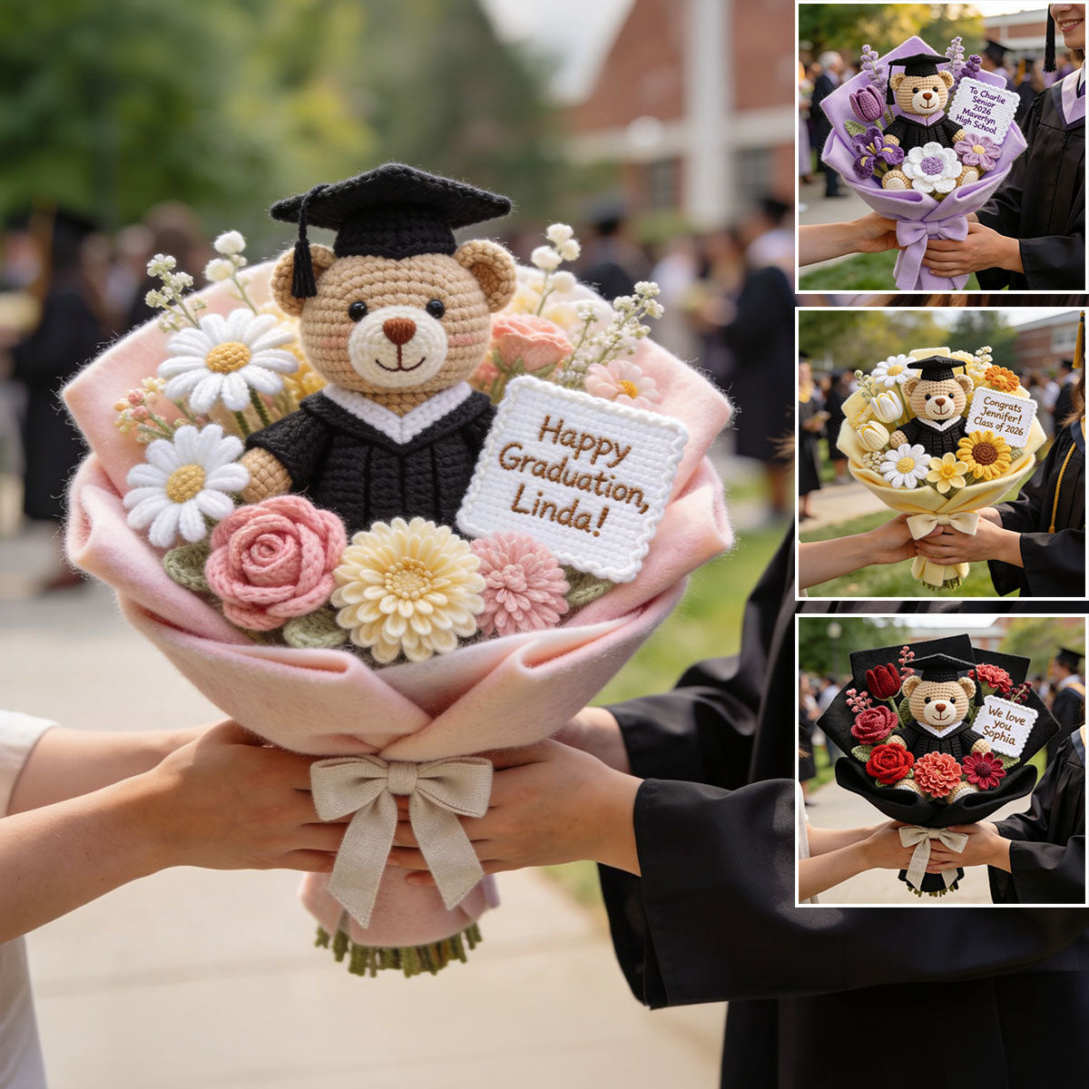 Graduation Bouquet - Personalized Graduation Premium Faux Fur Pillow