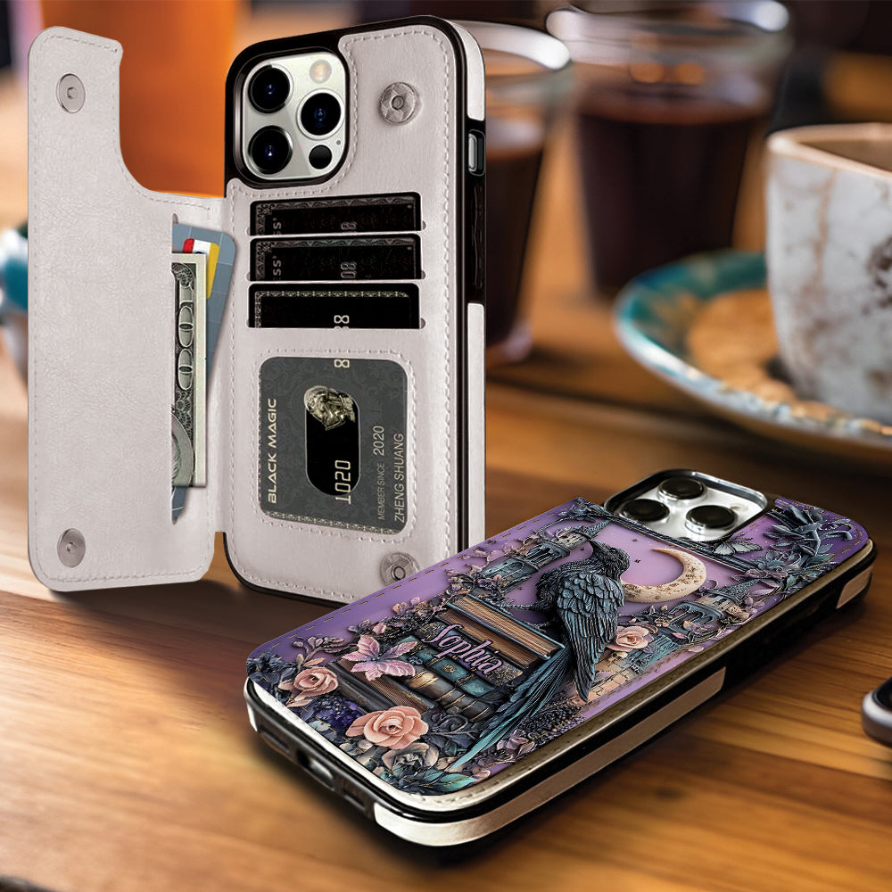 Dark Academia Book Reader - Personalized Book Foldable Wallet Phone Case