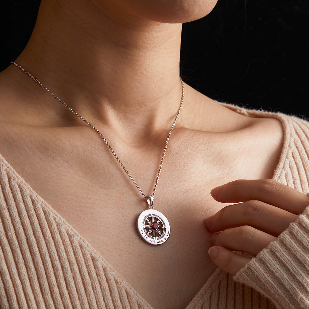 Birthstone Any Text - Personalized Birthstone Necklace