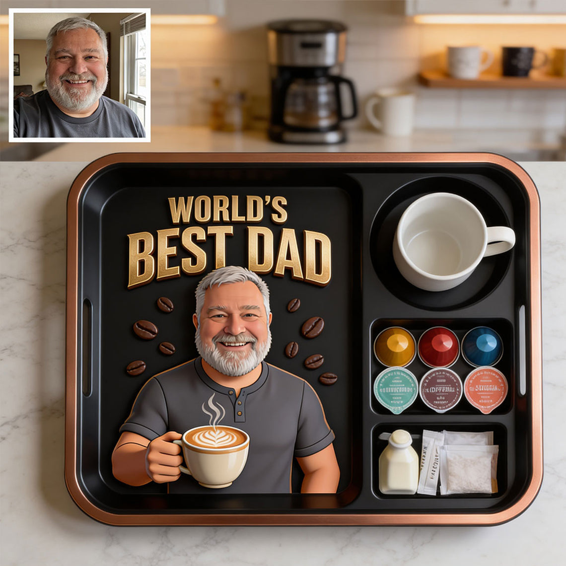 Dad Loves Coffee - Personalized Coffee Catch-All Tray