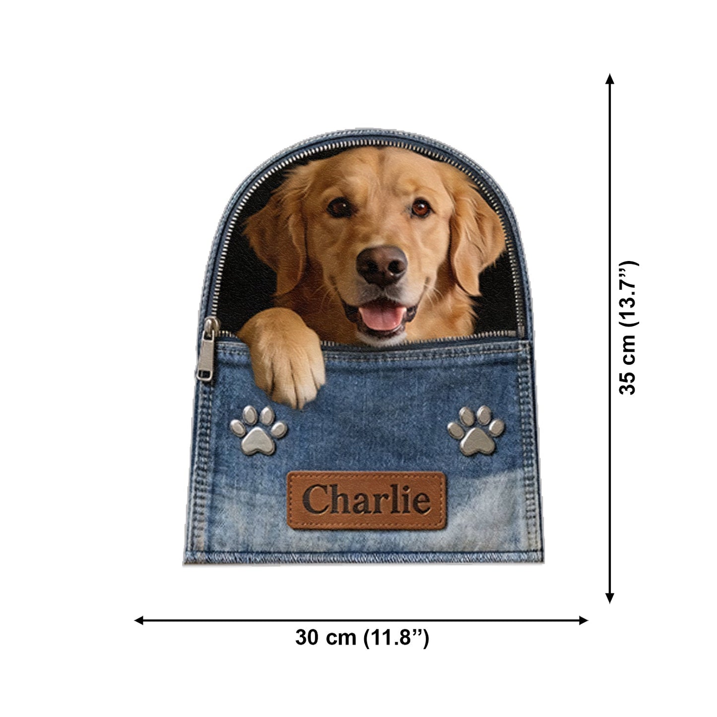 Any Photo Personalized Denim Dog Backpack - Personalized Dog Changeable Leather Patch Backpack