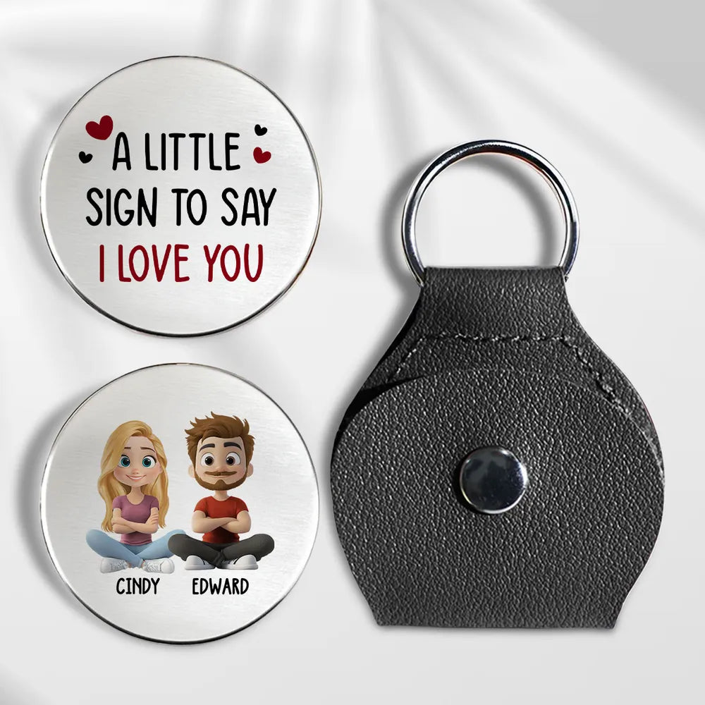 Personalized Pocket Hug Token with Custom Cartoon Couple - Sweet I Love You Keepsake Keychain Style Gift