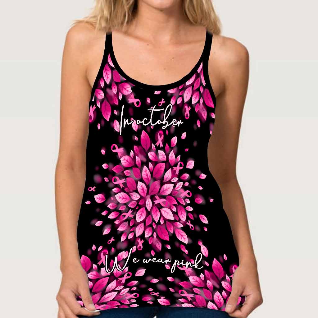 In October We Wear Pink - Breast Cancer Awareness Cross Tank Top