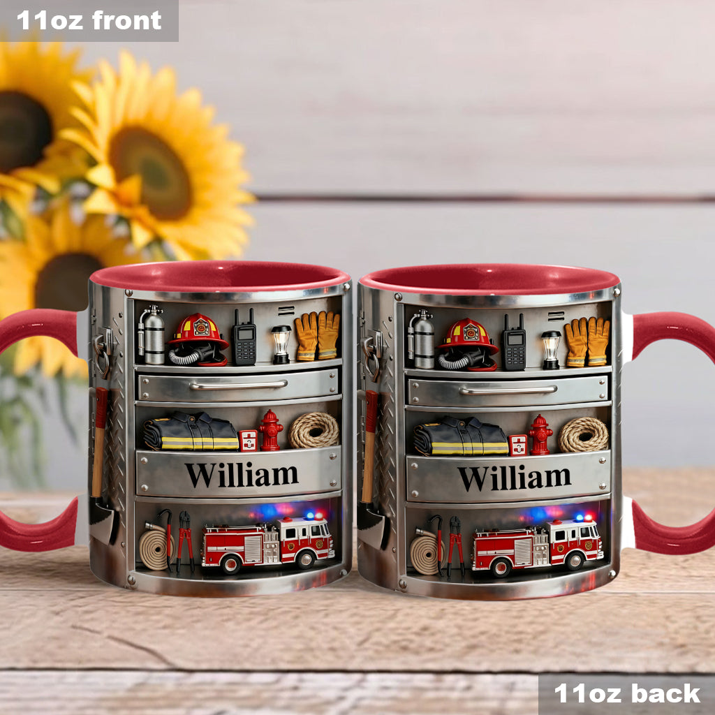 Firefighter Toolbox - Personalized Firefighter Accent Mug & Coaster