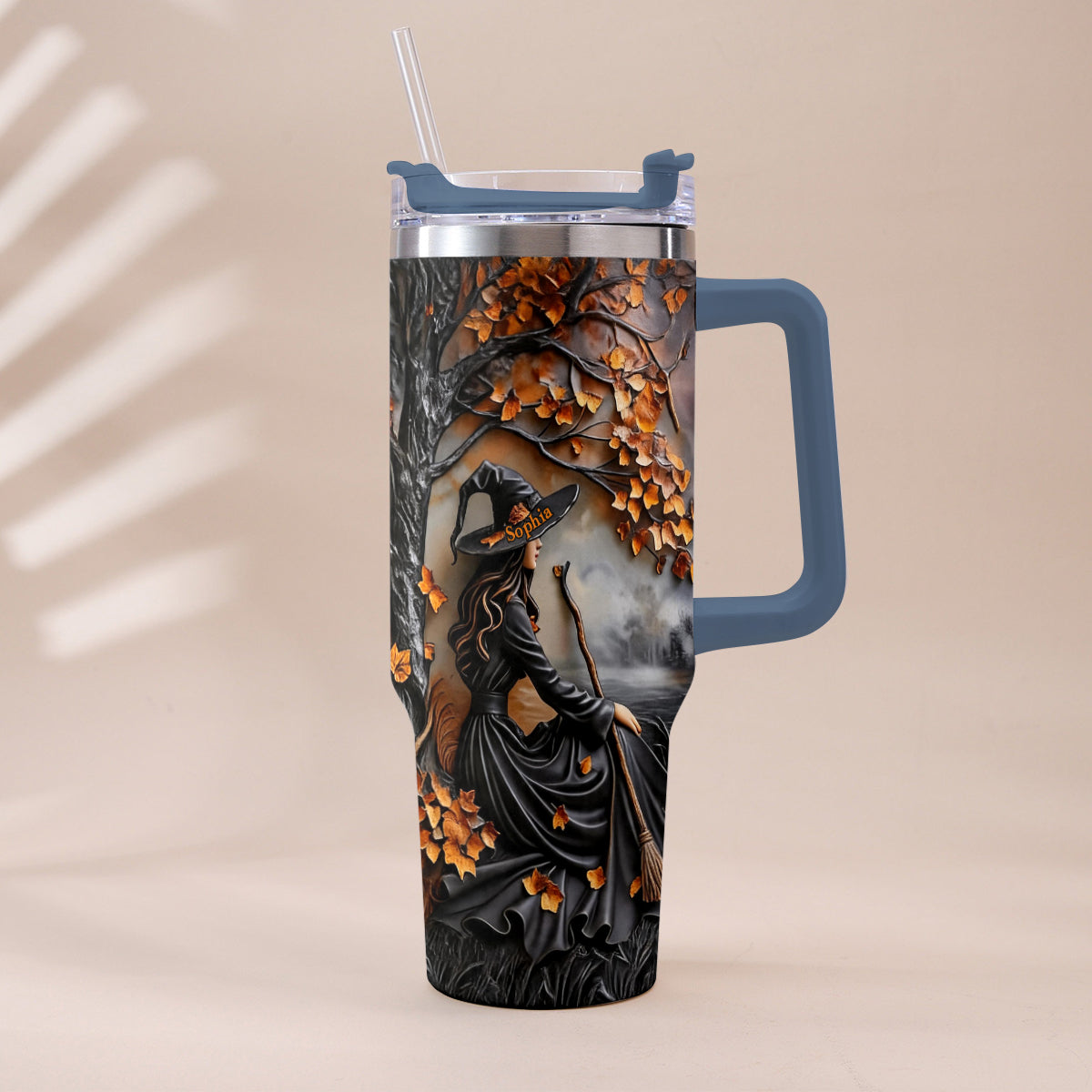 It's Time - Personalized Witch Tumbler With Plush Charm