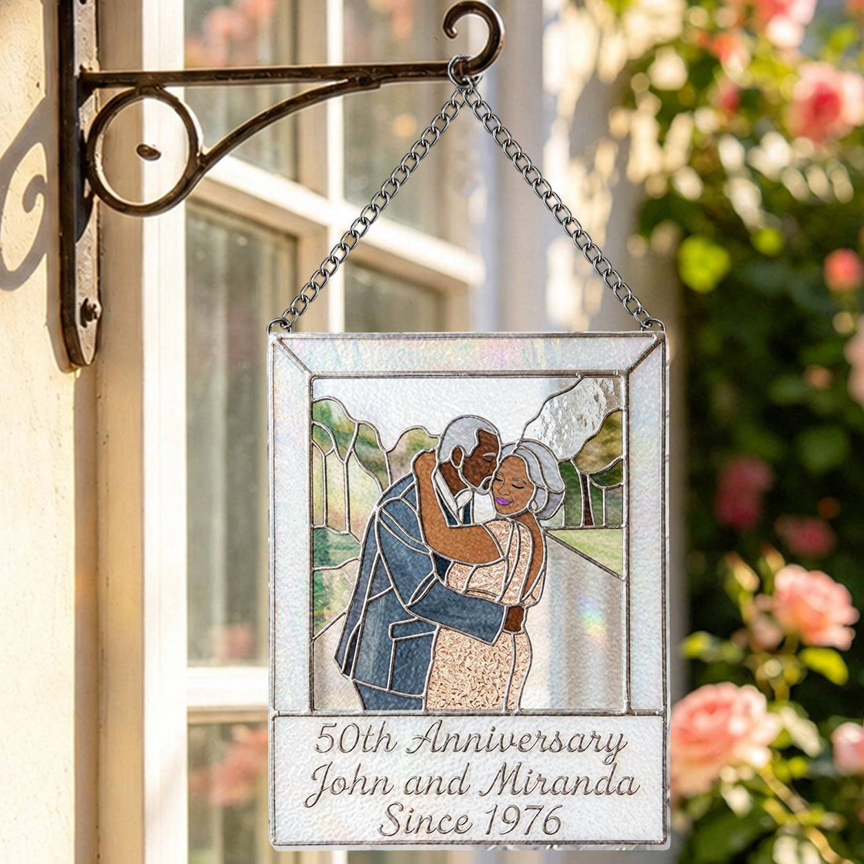 Keep All Moments - Personalized Couple 3D Printed Glass Suncatcher