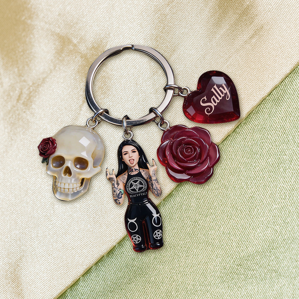Custom Any Photo - Personalized Skull Premium Keychain With Charms