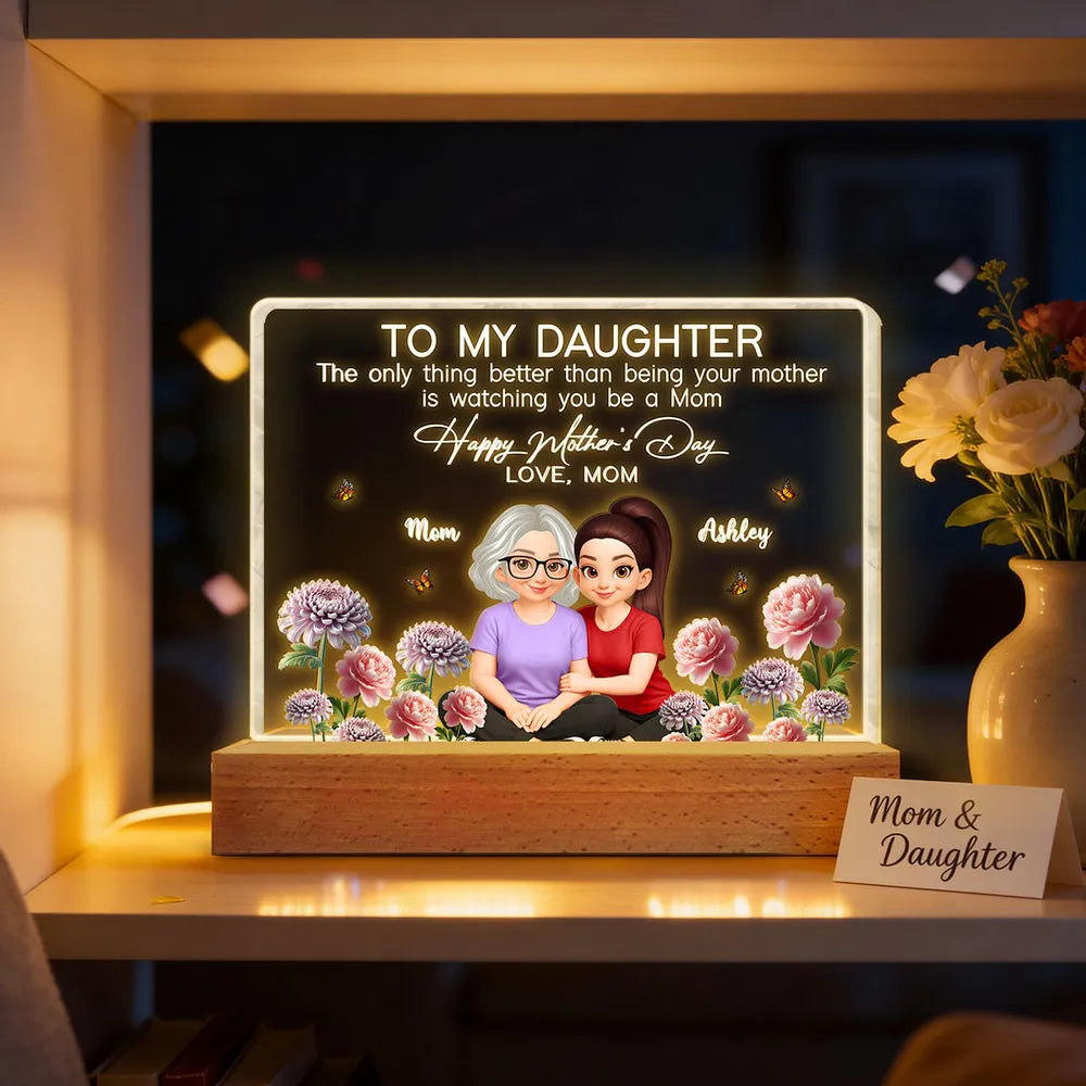 Personalized Block LED Light Plaque, To My Daughter Mother's Day Message, Cozy Bedside Decor, Unique Gift From Mom