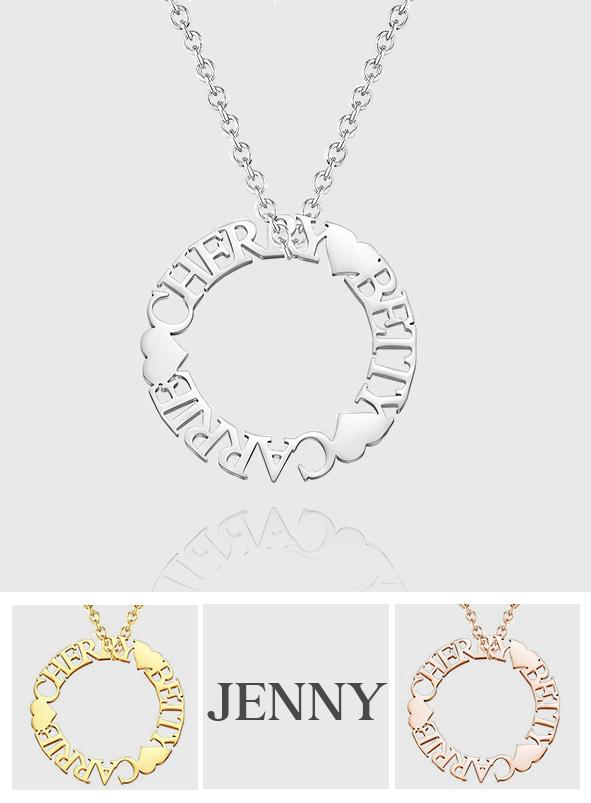 Custom Name Circle Charm - Personalized Name Circle Necklace