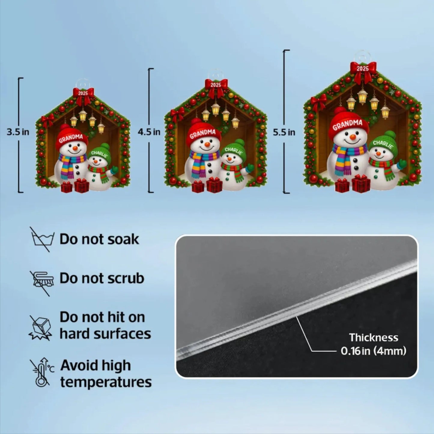 Snowman Grandma & Grandchild Acrylic Ornament – Heartwarming Christmas Gift for Grandparents & Family
