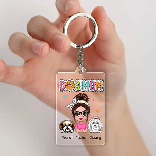 DOG MOM Personalized Acrylic Keychain – You & Your Pups