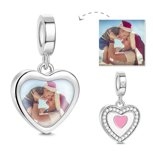 Any Photo - Personalized Dangle Heart Charm