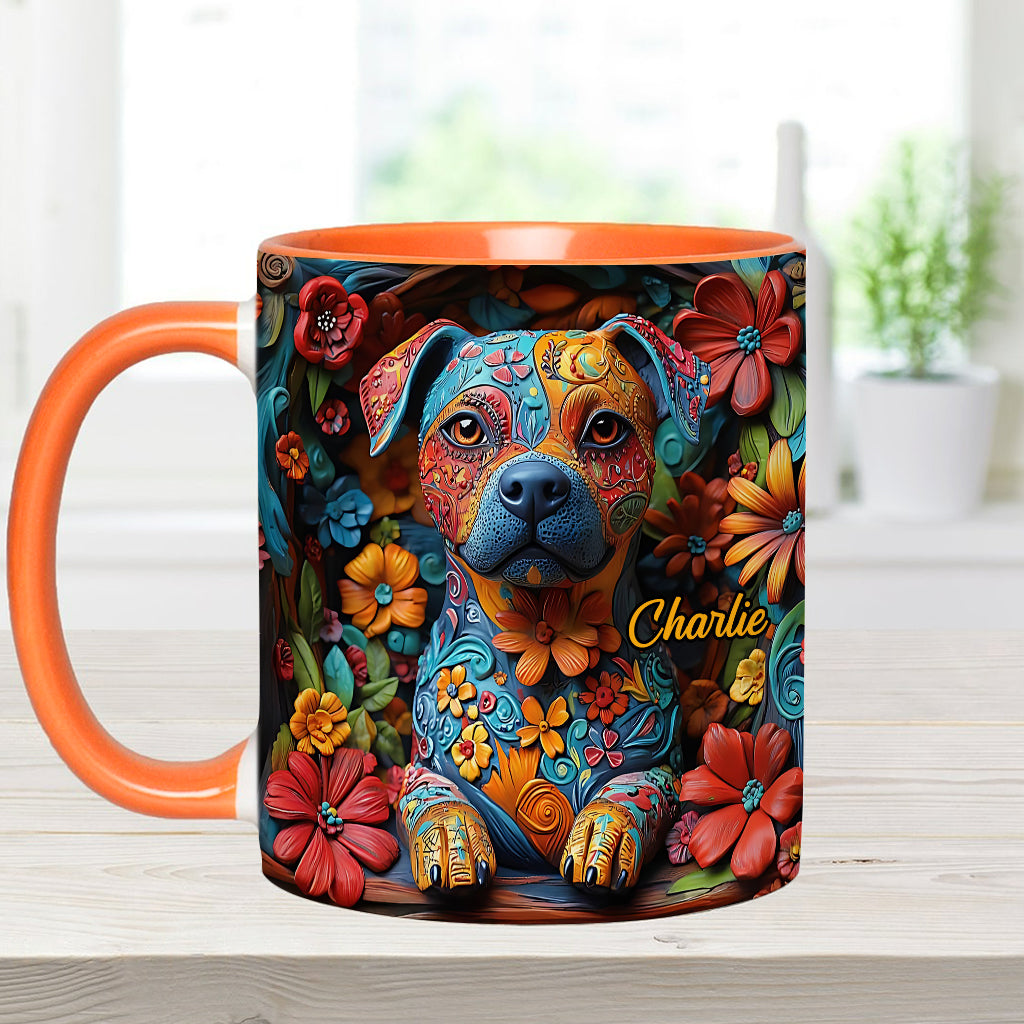 Colorful Pit Bull Dreams - Personalized Dog Accent Mug