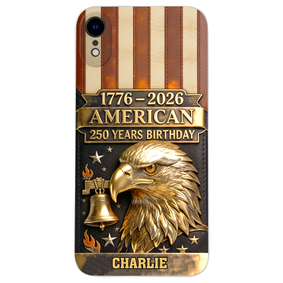 250th Anniversary - Personalized Bald Eagle Leather Phone Case