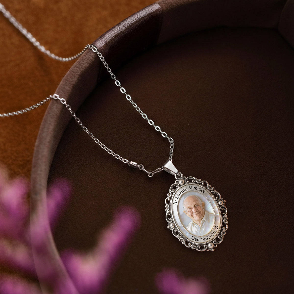In Loving Memory - Personalized Memorial Shaped Metal Pendant Necklace