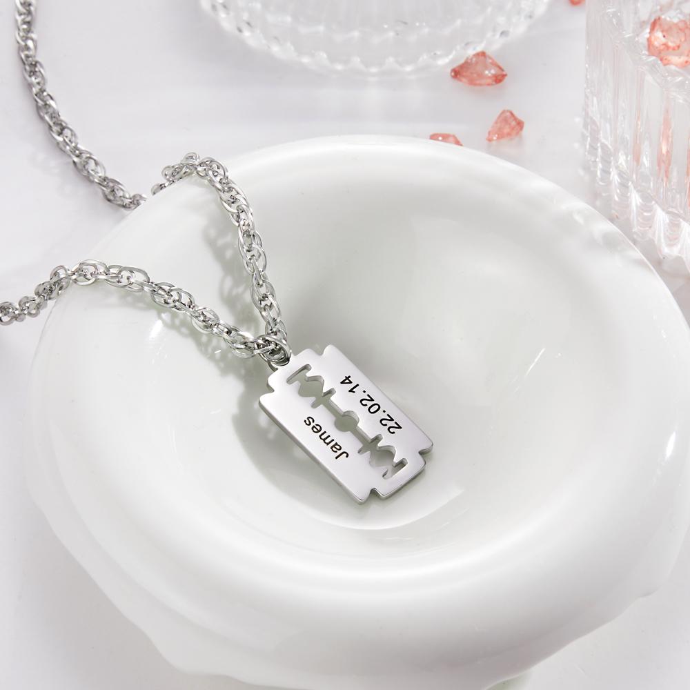 Funny Gift - Personalized Father Razor Blade Pendant