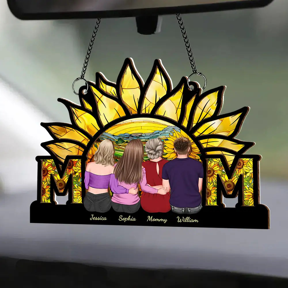 Sunflower MOM Personalized Ornament - Wood & Acrylic Gift