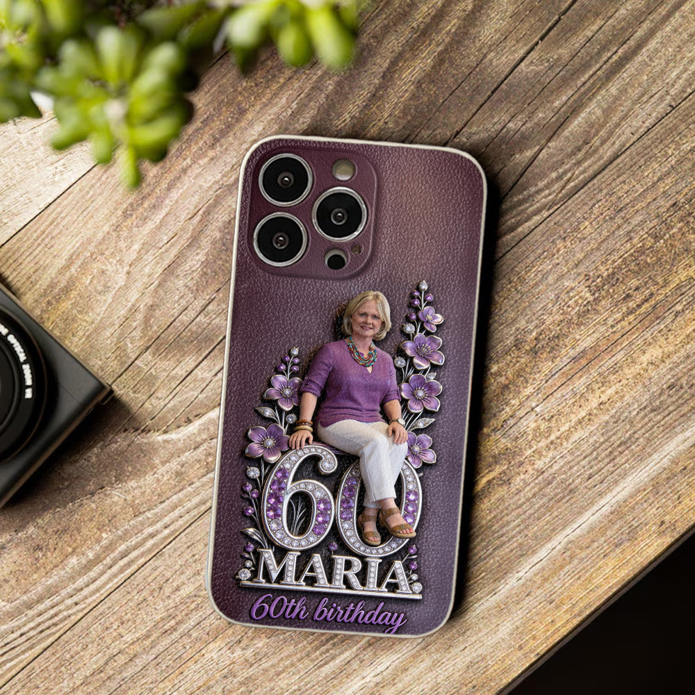 Custom Any Photo Perfect Gift For Mom, Grandma - Personalized Birthday 3D Embossed Leather Phone Case