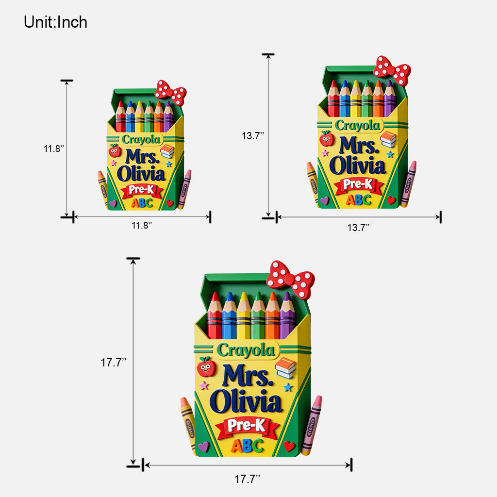 Crayon Box 3D Shaped Display - Personalized Teacher Custom Shaped Wood Sign