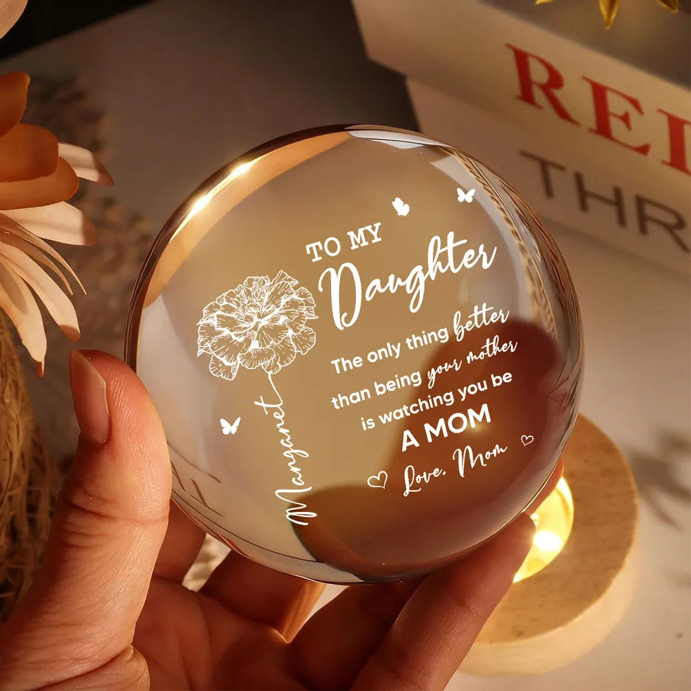 To My Daughter Globe Lamp with Floral & Butterflies, Warm Glow Night Light, Unique Gift from Mom