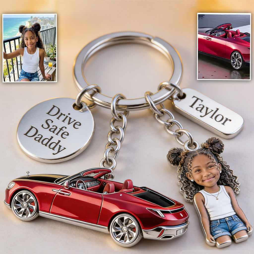 Drive Safe Daddy - Personalized Father Premium Keychain With Charms