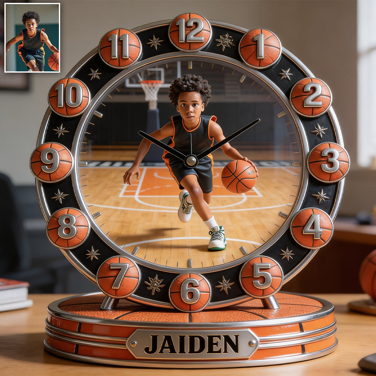 Custom Any Title Love Basketball - Personalized Basketball Desk Clock Plaque