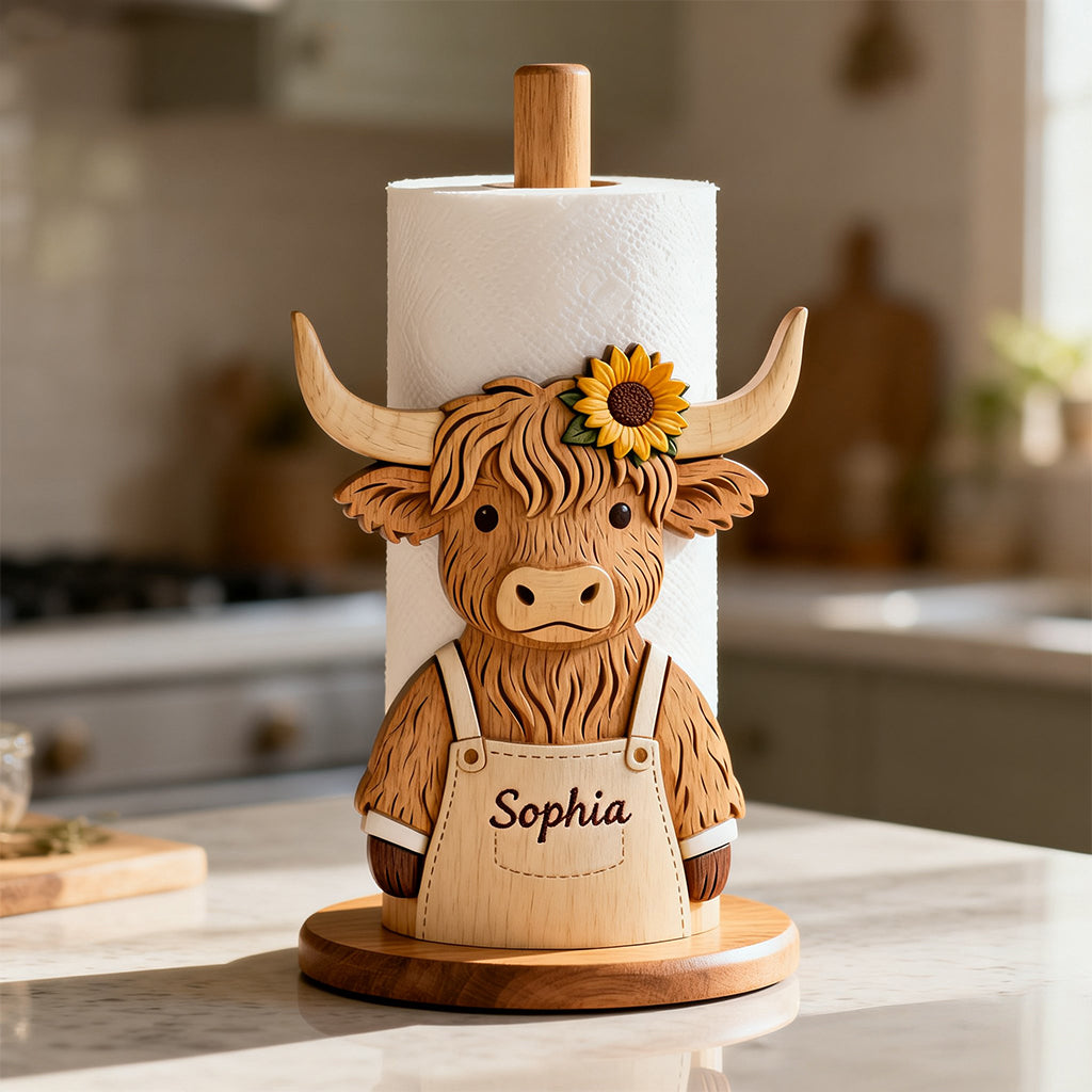 Just A Girl Who Loves Highland Cow - Personalized Highland Cow Paper Towel Stand