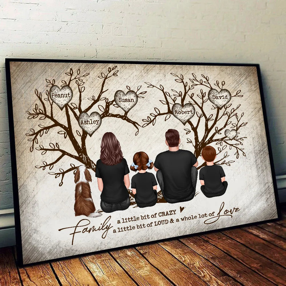 Personalized Family Heart Tree Poster or Canvas Wall Art with Names, Custom Home Decoration, Housewarming Wedding Gift