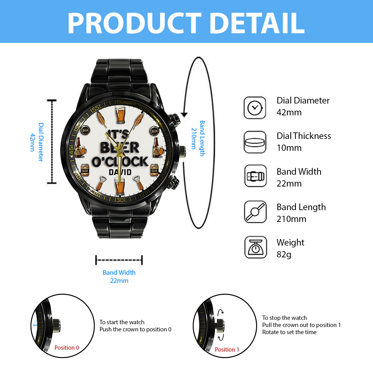 It's Beer Time - Personalized Beer Hand Watch