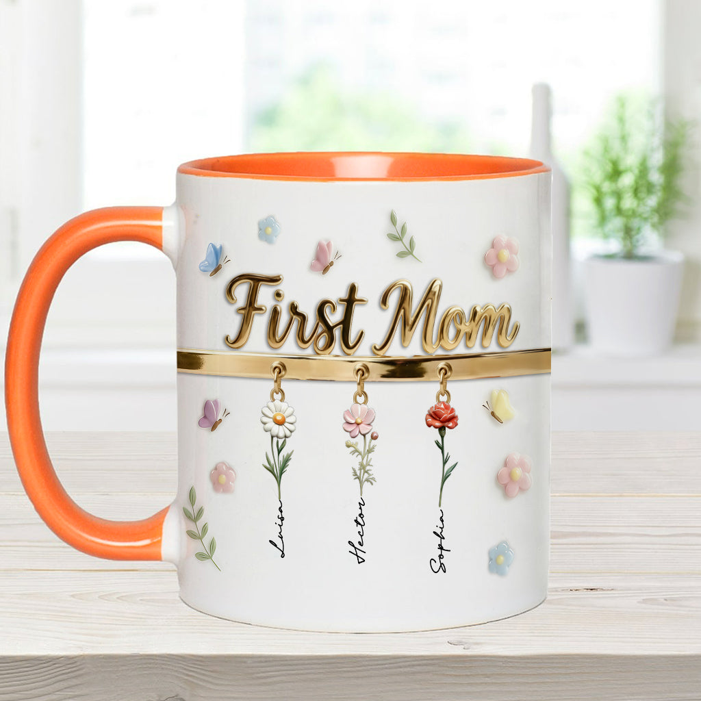 First Mom Now Grandma - Personalized Grandma Accent Mug & Coaster