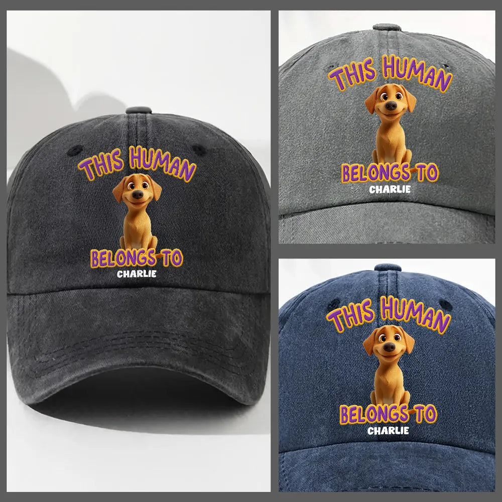 Denim Dog Lover Cap with Puppy Art, Adjustable Fit