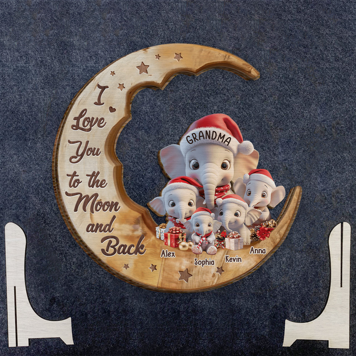 I Love You To The Moon And Back - Personalized Grandma 2 Layered Wood Sign / Wood Plaque