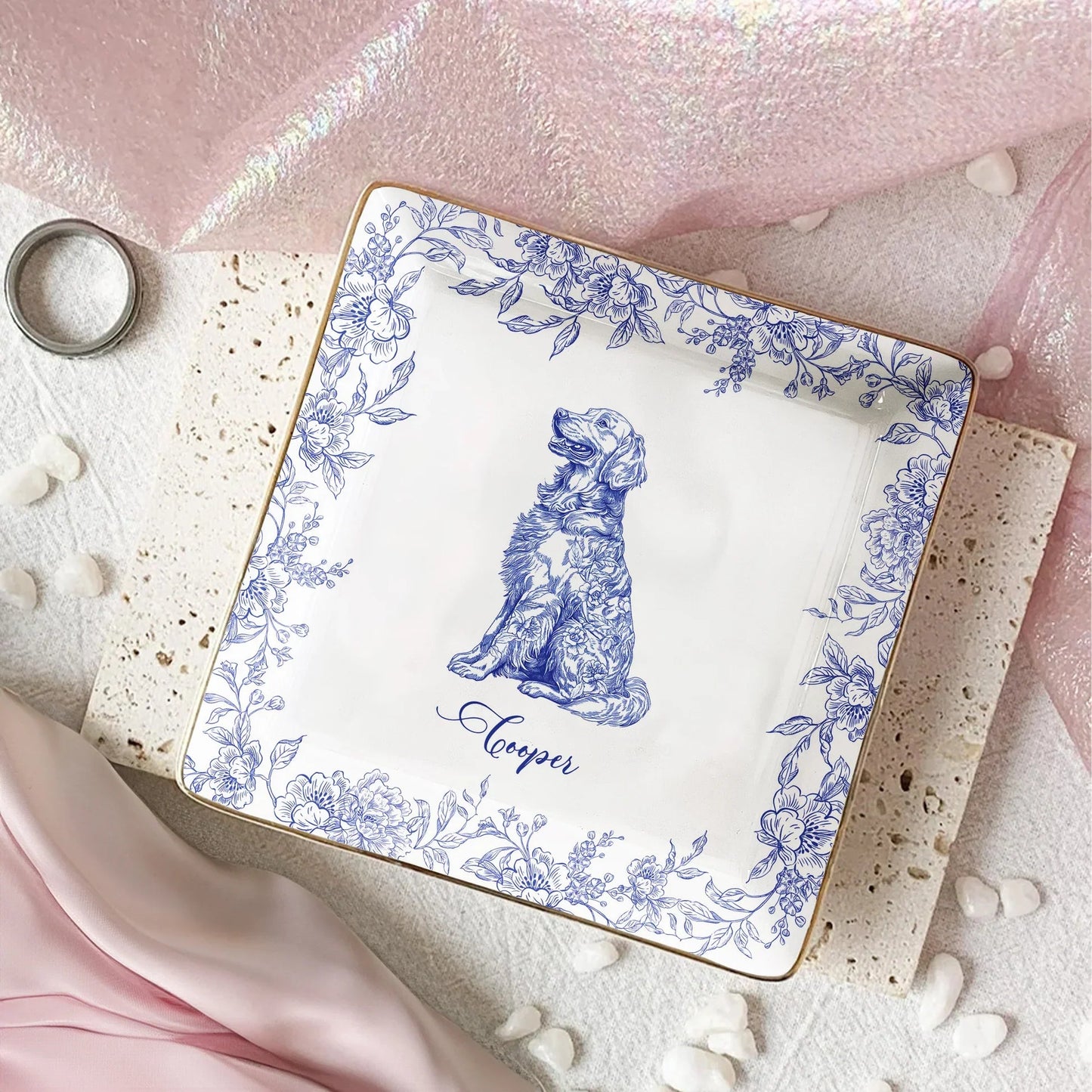 Personalized Dog Design Jewelry Dish, Gift for Dog Lovers, Custom Name & Design