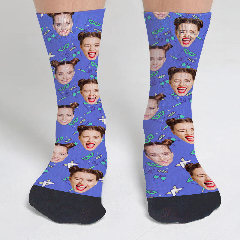 Custom Face Party Pattern - Personalized Sibling Socks