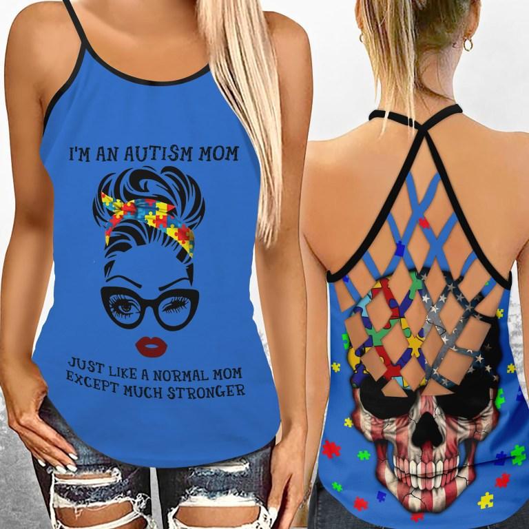Autism I’m An Autism Mom- Autism Awareness Cross Tank Top 0921