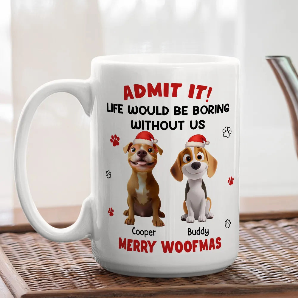 Personalized White Ceramic Mug with Cute Corgi Cartoon, Admit It Quote, Fun Christmas Pet Lover Gift