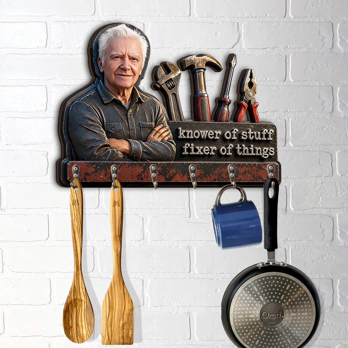 Father's Day Gift Idea - Personalized Father Custom Shaped Hanging Rack