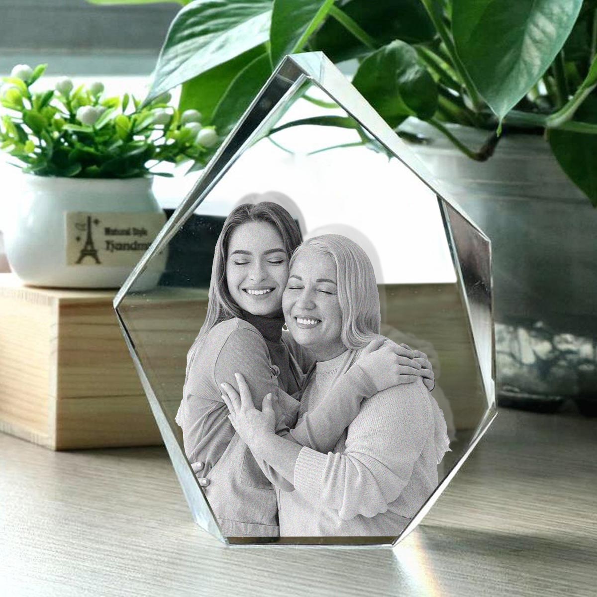 Custom Photo - Personalized Grandma Laser Engraving 3D Iceberg Shaped Crystal Lamp