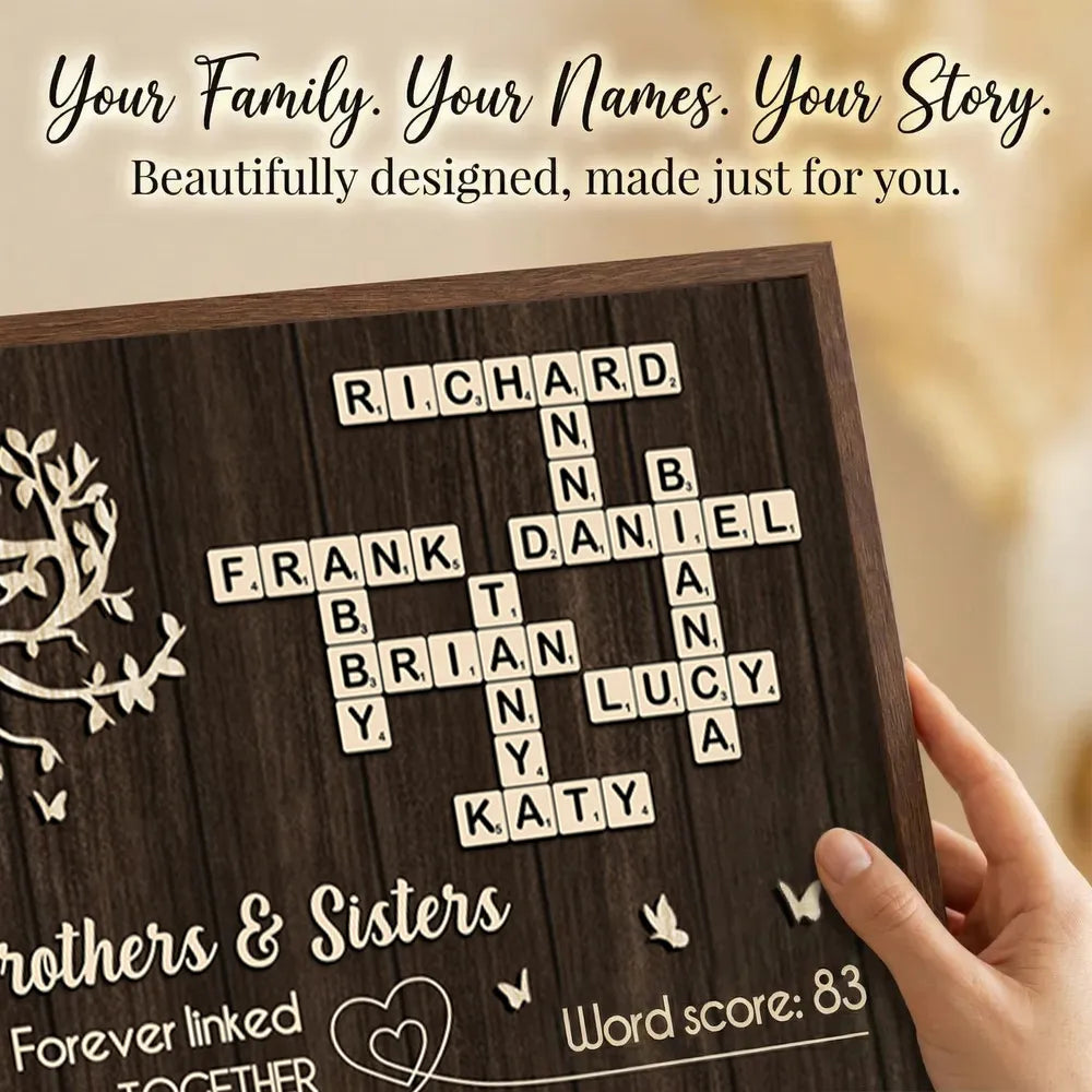 Personalized Brothers & Sisters Crossword Poster – Custom Sibling Wall Art for a Unique Family Gift
