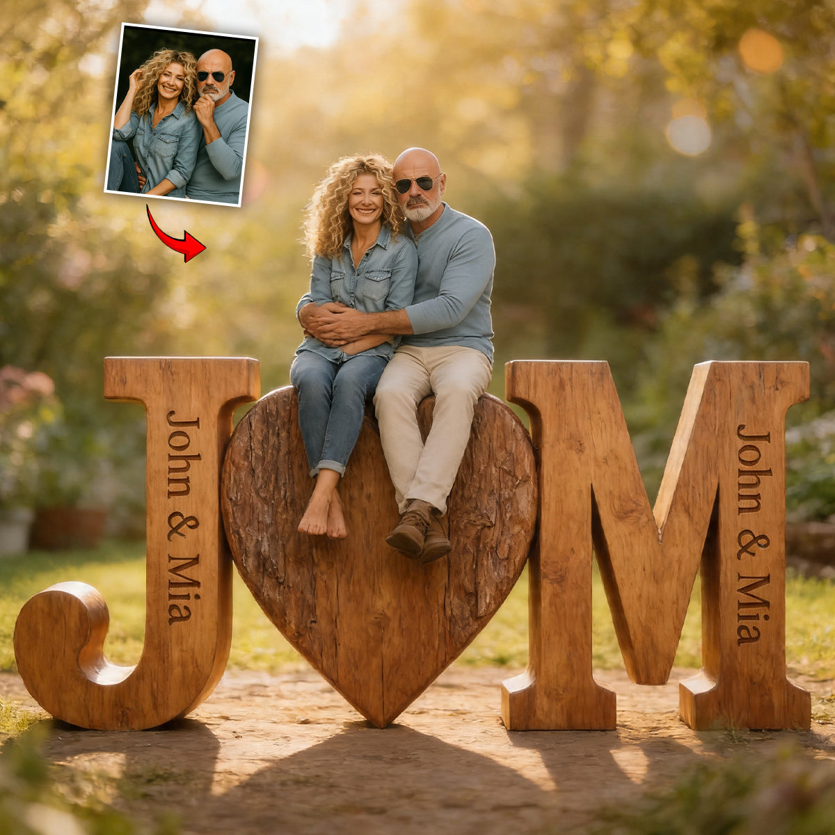 I Love You Forever - Personalized Couple Custom Shaped Wood Plaque