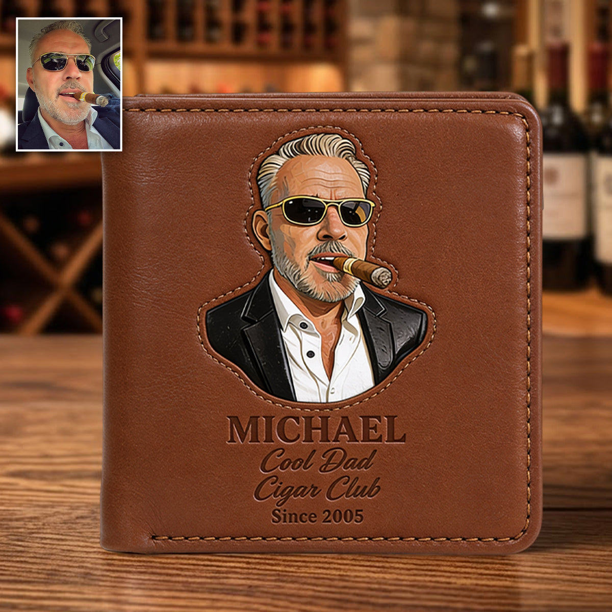 Dad Loves Cigars - Personalized Father Leather Wallet