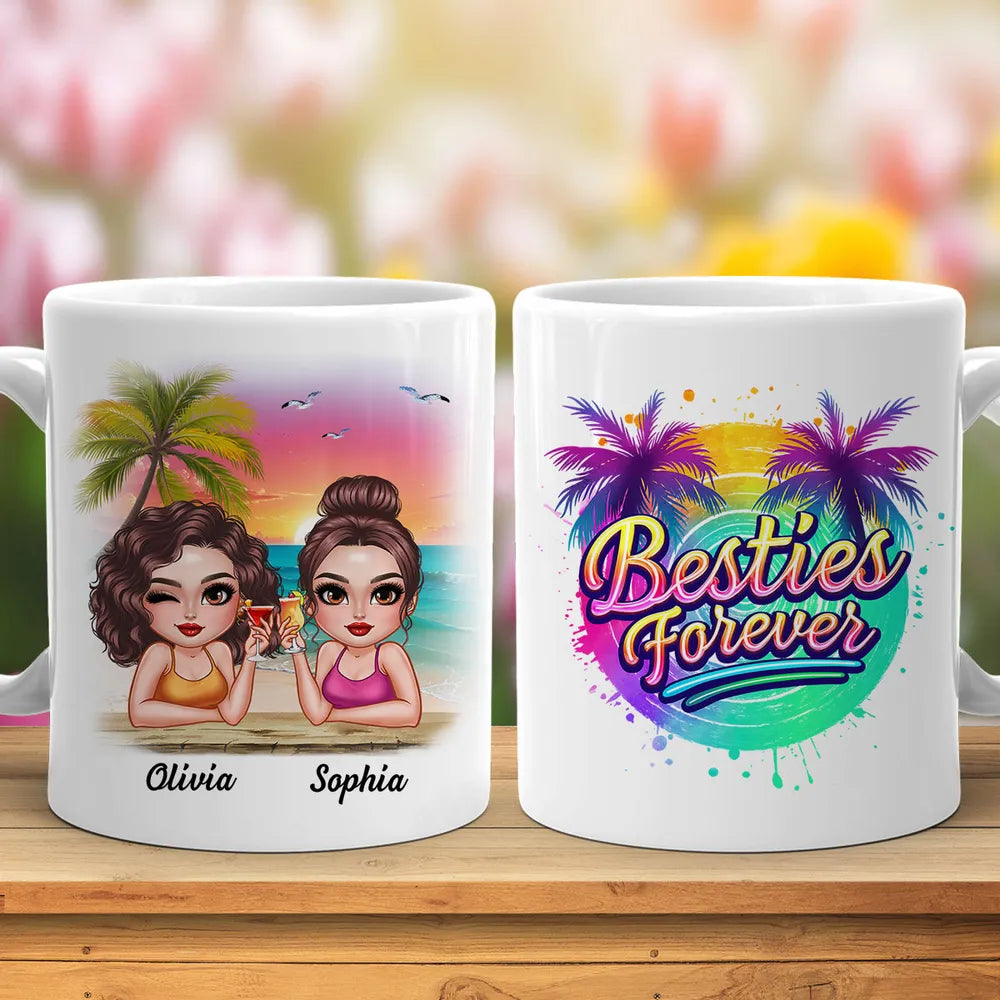 Besties Forever – Personalized Tropical Mug for Best Friends
