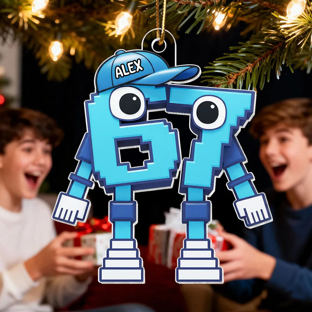 Pixel Number Acrylic Ornament For Kids Gaming Tree Decor Unique Gift For Young Gamers